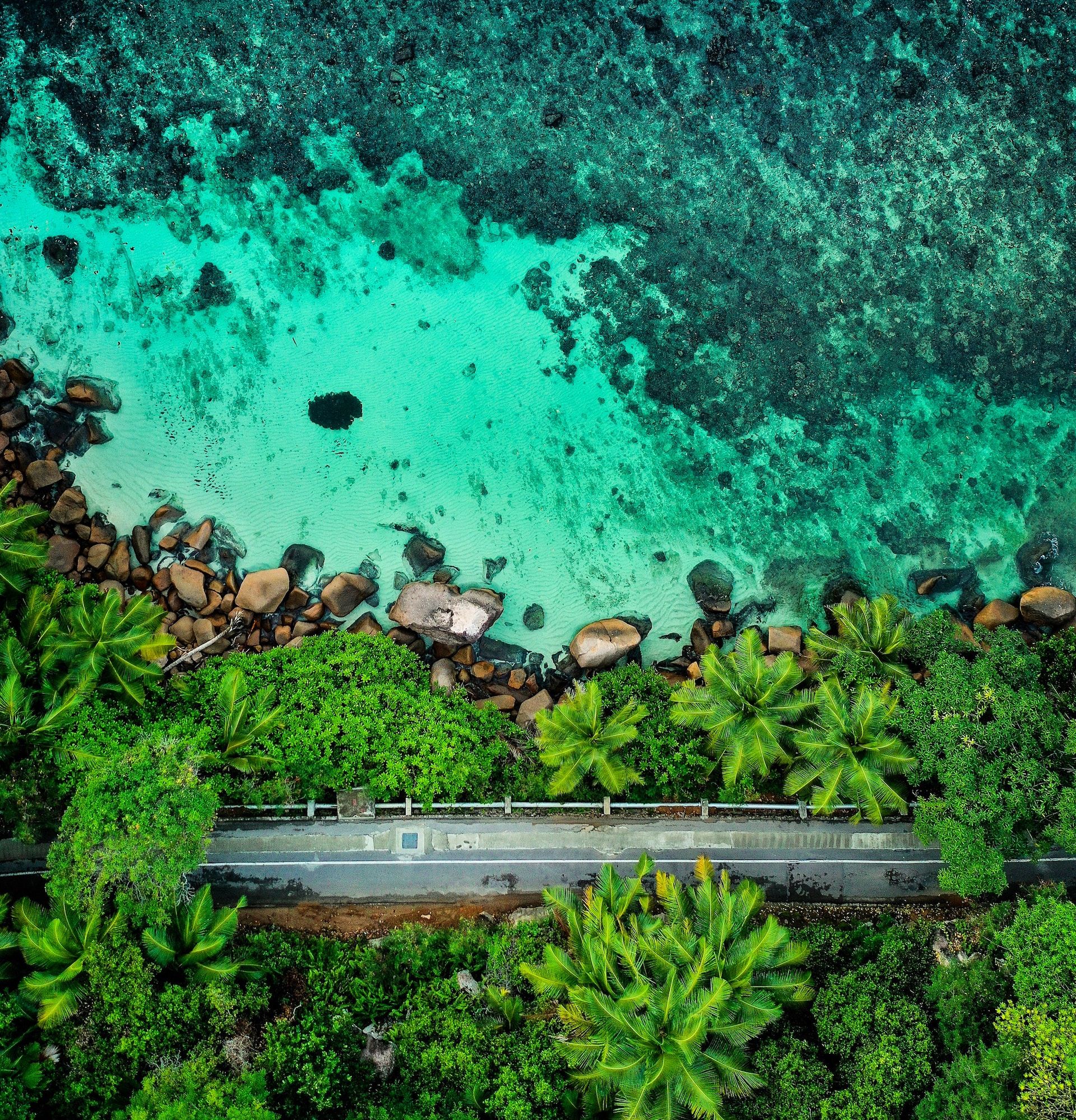 Straße am Meer auf den Seychellen